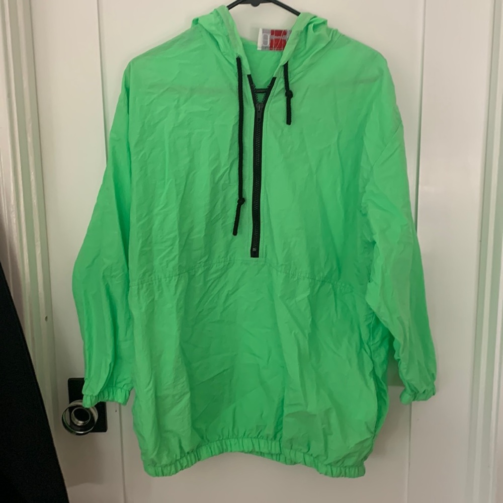 Neon Green Windbreaker with Hood